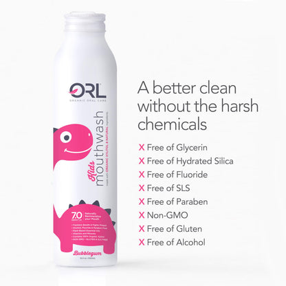 ORL Kids Natural & Organic Mouthwash – Fluoride & Alcohol Free | Clean, Whiten & Strengthen Enamel