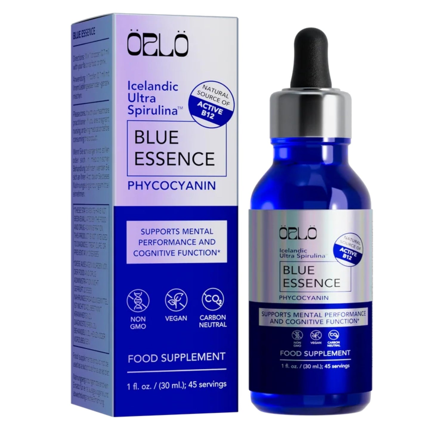 Orlo Blue Essence - Liquid Blue Spirulina with Phycocyanin & Methylcobalamin B12, 50 ml