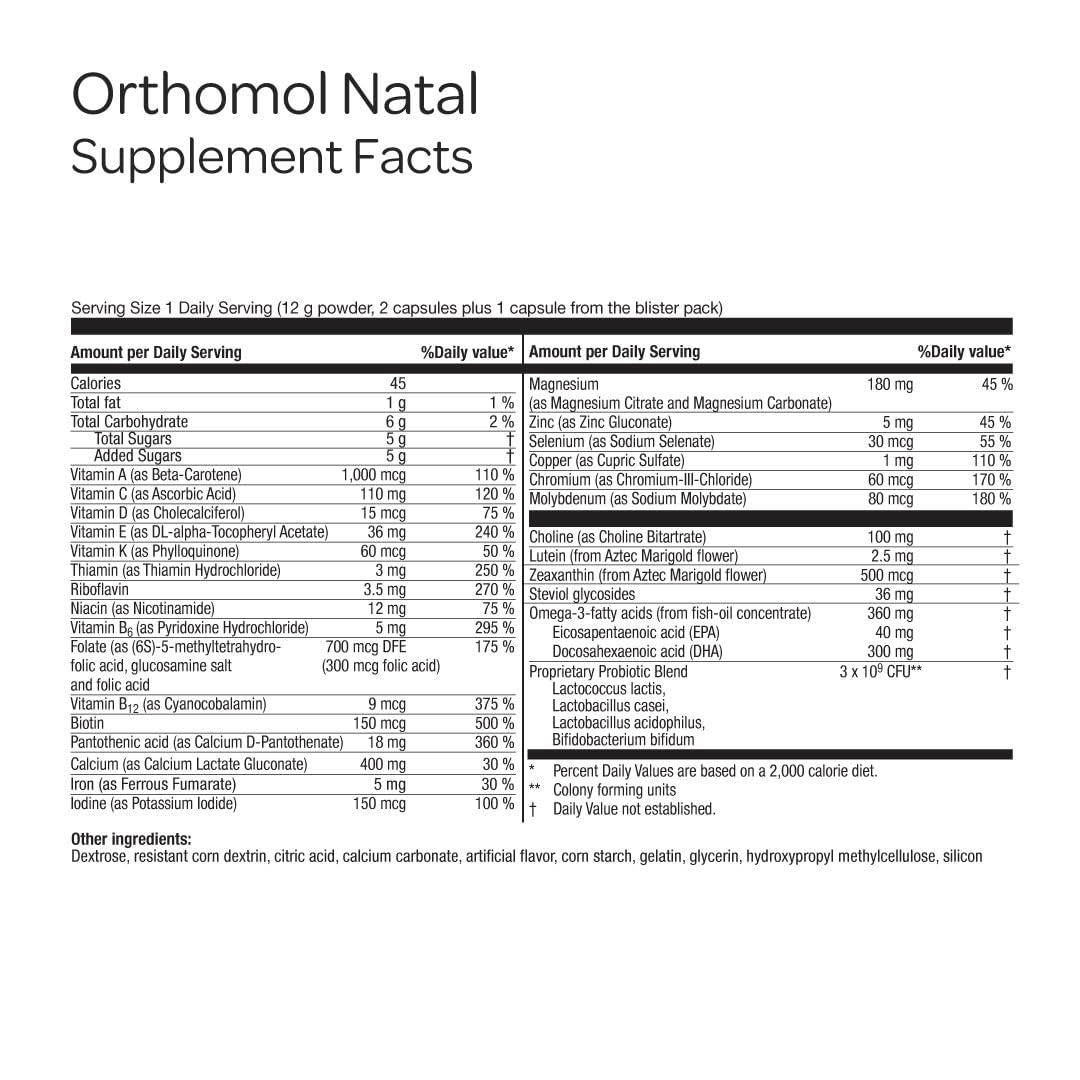 Orthomol Natal Prenatal Nutrition for Fertility, Pregnancy & Lactation | 30 Daily Packs