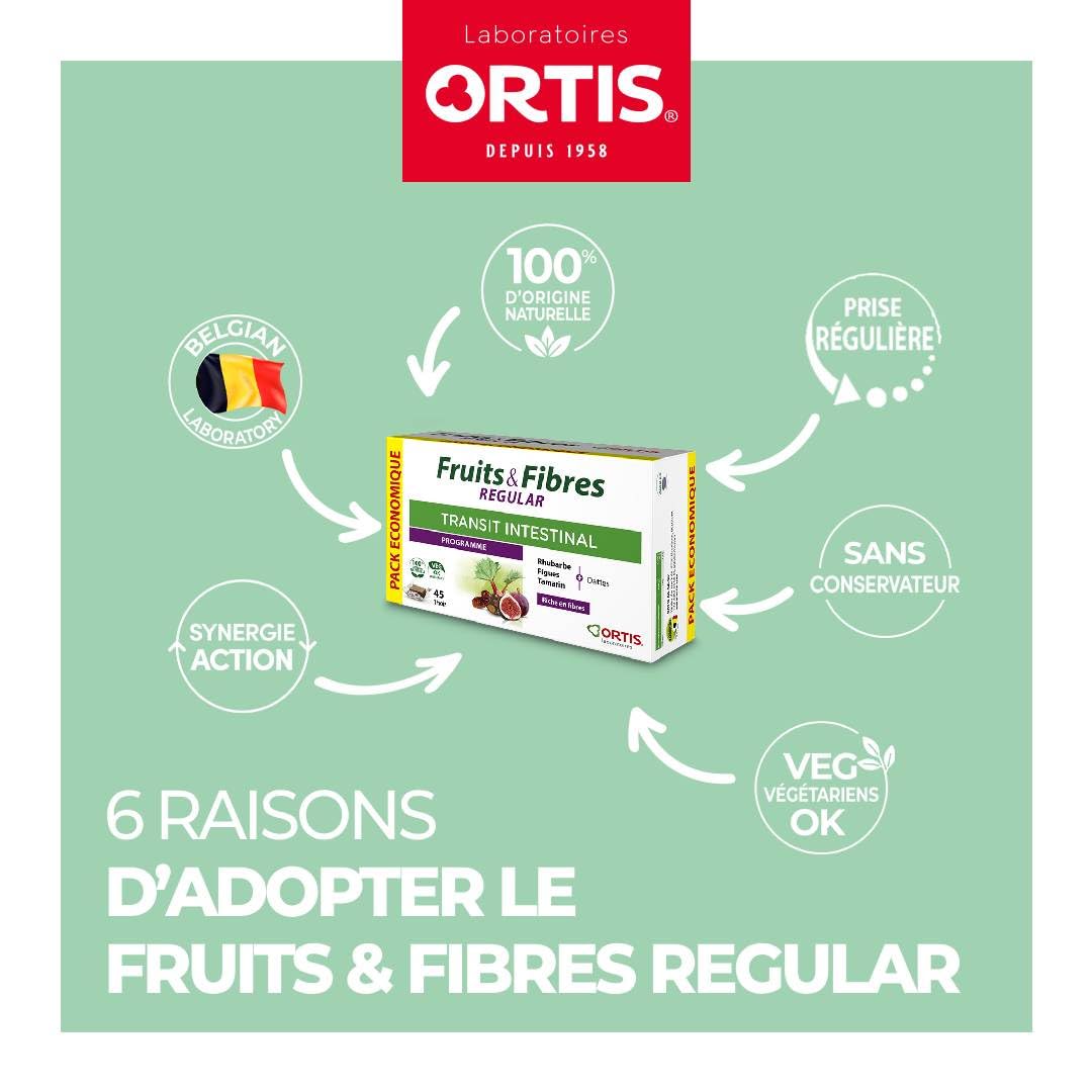 Ortis Fruits & Fibres Regular 45 Squares to Chew – Nutritional Supplement