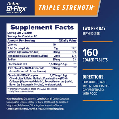 Osteo Bi-Flex Triple Strength Glucosamine Chondroitin – 80 Count Twin Pack
