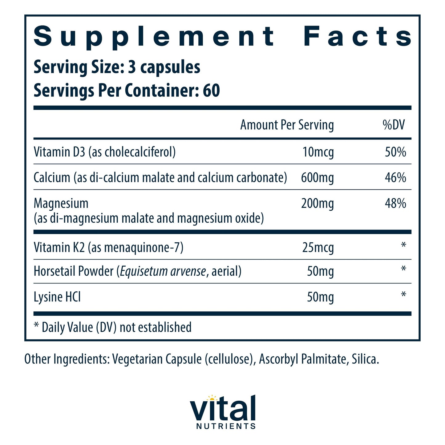 Vital Nutrients Osteo-Nutrients – K2+D3, Calcium & Magnesium for Bone & Heart Health