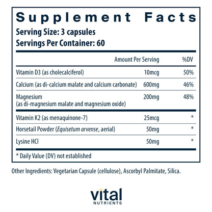 Vital Nutrients Osteo-Nutrients – K2+D3, Calcium & Magnesium for Bone & Heart Health