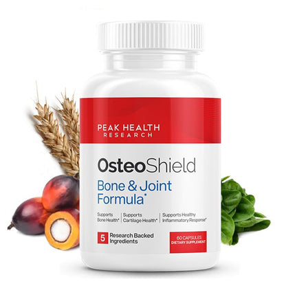 OsteoShield Peak Health Research — Bone & Joint Formula with Vitamin D3, K2 & Aquamin | 60 Capsules