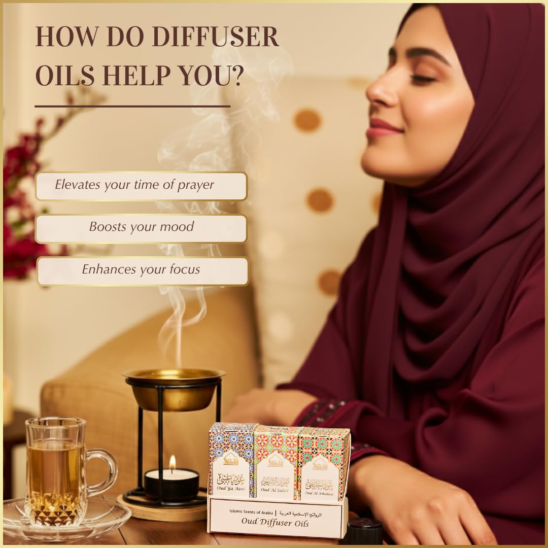 Arabic Oud Diffuser Oil Set by Dukhni – 3 x 10ml Oudh Oils Gift Set