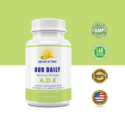 Our Daily Vites ADK Supplement – Vitamin A, D3 & K2 (MK7) for Bone & Immune Support