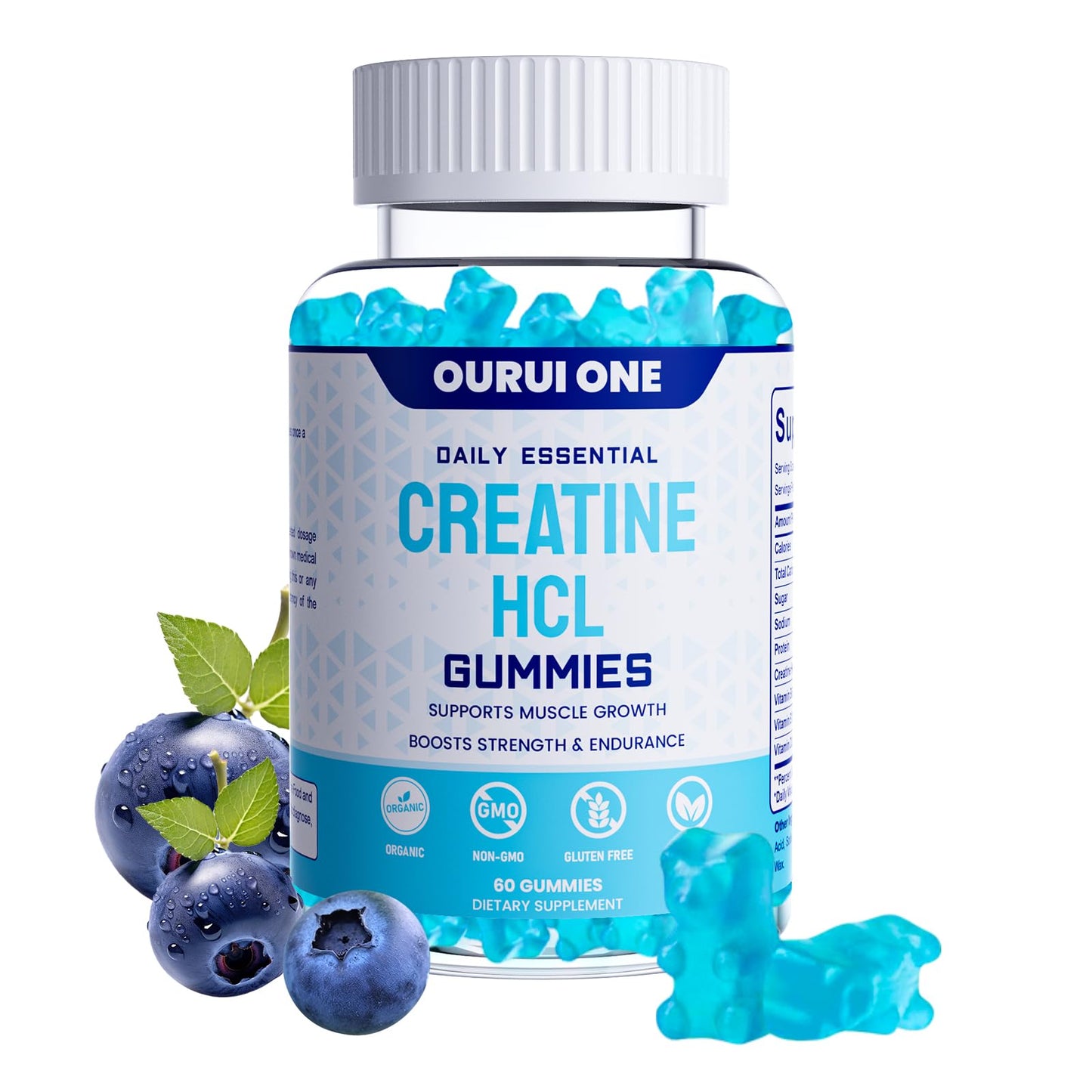 Ourui One Creatine HCL Gummies 2000mg – Fast Absorption for Strength & Recovery – Easy-to-Take