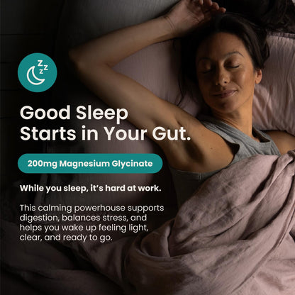 Nighttime Prebiotic Fiber Powder with Digestive Enzymes & Magnesium Glycinate for Sleep – Citrus | Gut Health Supplement (30 Scoops)