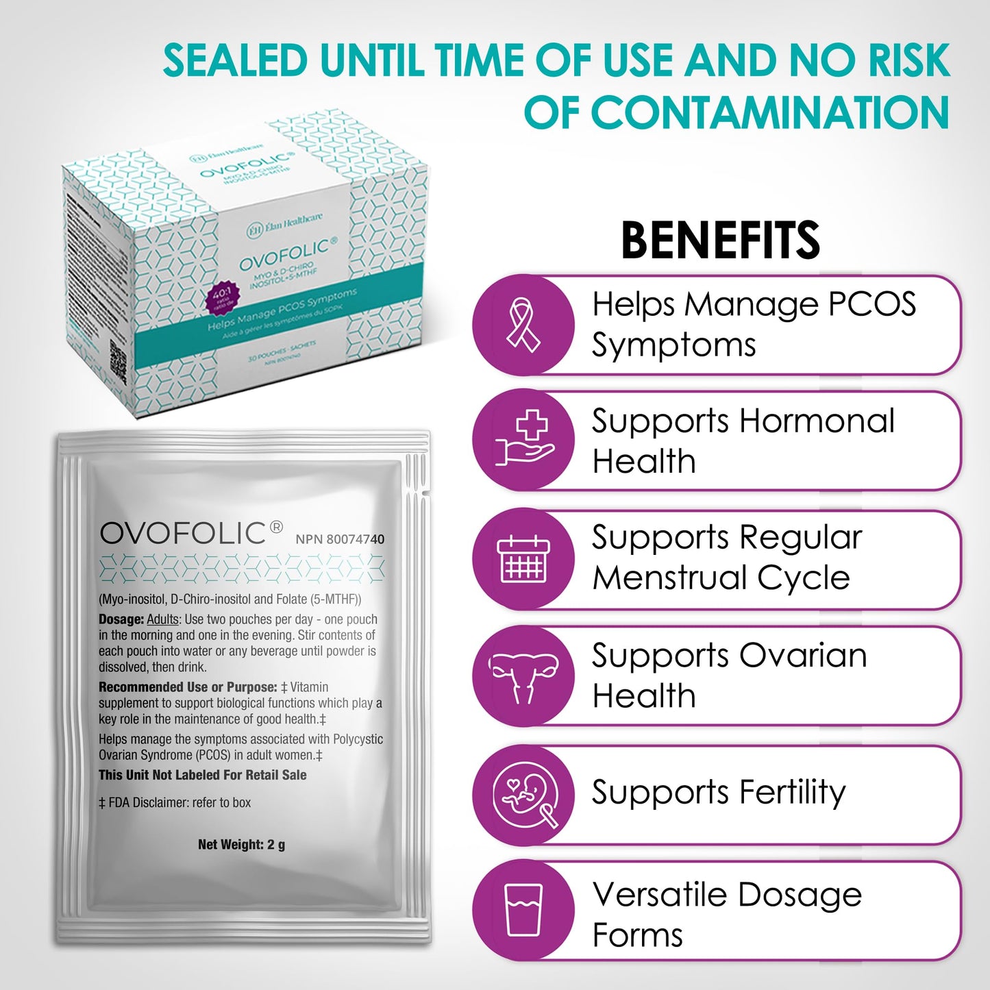Ovofolic Inositol Supplement – Myo-Inositol & D-Chiro Inositol 40:1 Ratio | 30 Sachets