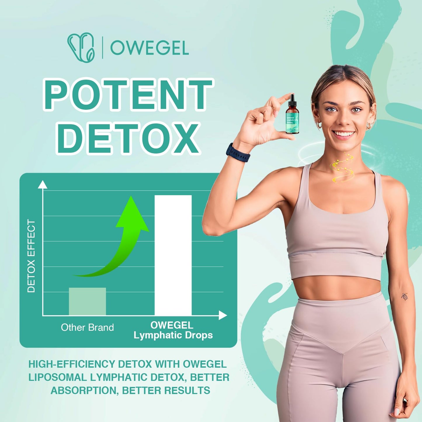 Owegel Liposomal Lymphatic Drainage Drops 2000mg – Immune & Lymphatic Support – Sugar-Free, Alcohol-Free – 2 FL OZ