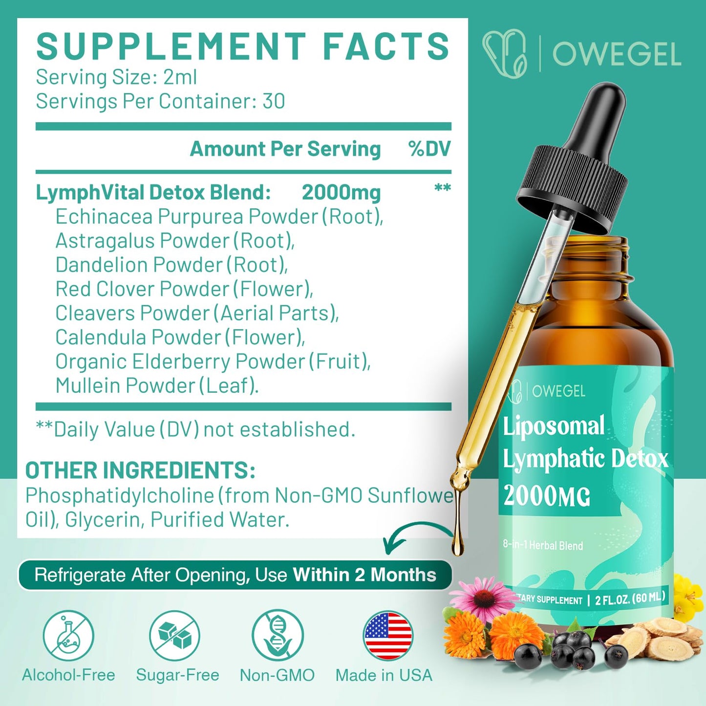 oweGel Liposomal Lymphatic Drops – Alcohol-Free, Sugar-Free, 4 fl oz