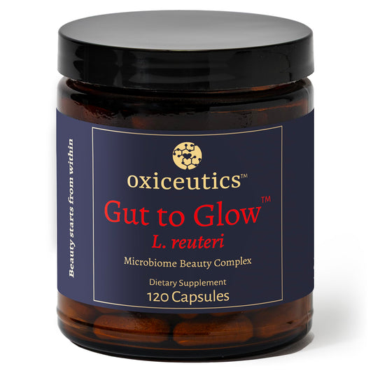 Oxiceutics Gut to Glow Probiotics with L. Reuteri LRDR — Dr. Davis Formula for Gut Skin Axis