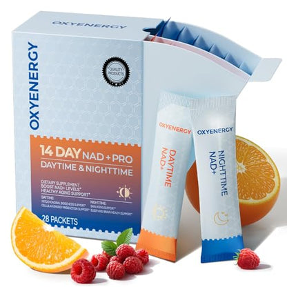 OxyEnergy NAD Supplement 1550 mg – Day/Night NR + L-Tryptophan (28 Packets)