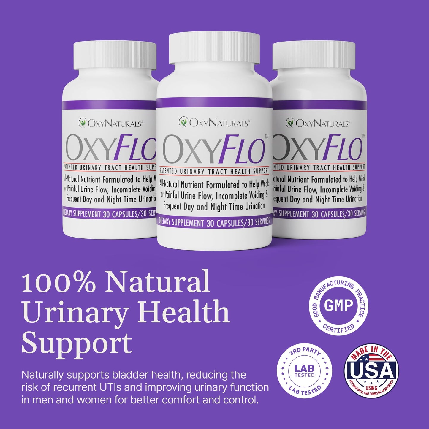 OxyFlo Bladder Control Supplement | Flowens Cranberry | 30 Servings | Made in USA