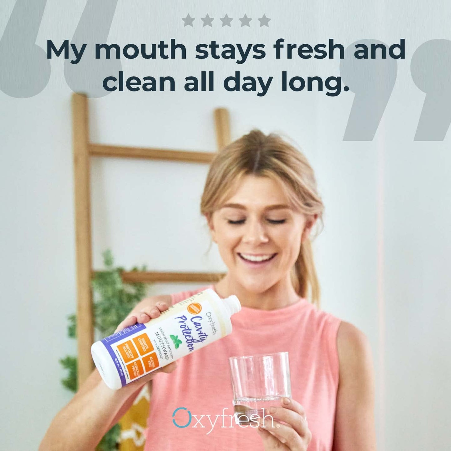 Oxyfresh Cavity Protection Fluoride Mouthwash – Alcohol-Free, Sensitive Teeth, 16 fl oz