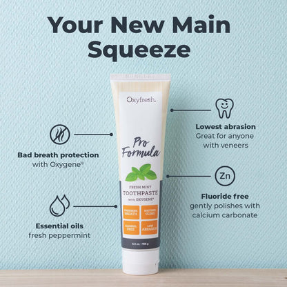 Oxyfresh Pro Formula Fresh Mint Toothpaste – Gentle Low Abrasion, Fluoride Free, 5.5 oz (Pack of 3)