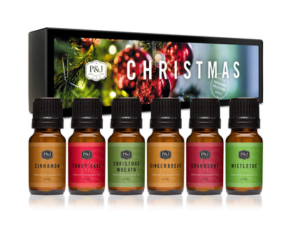 P&J Fragrance Oil Christmas Set – 6 Premium Scents for Candles, Diffusers & DIY