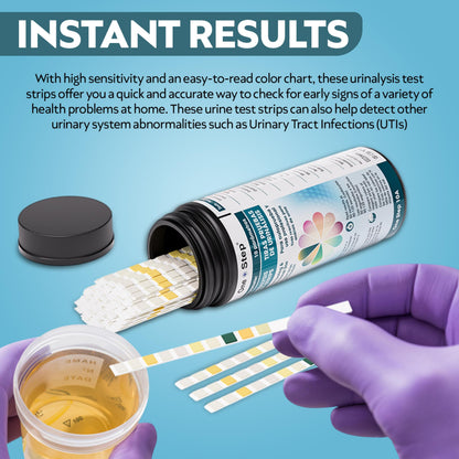 One Step 10A Urine Test Strips, 100 Strip Tub, 10 in 1 Parameters, Testing Strips for use by Men & Women, UTI Infection, Urinalysis pH, Nitrite, Leukocytes and More, Easy Read Results