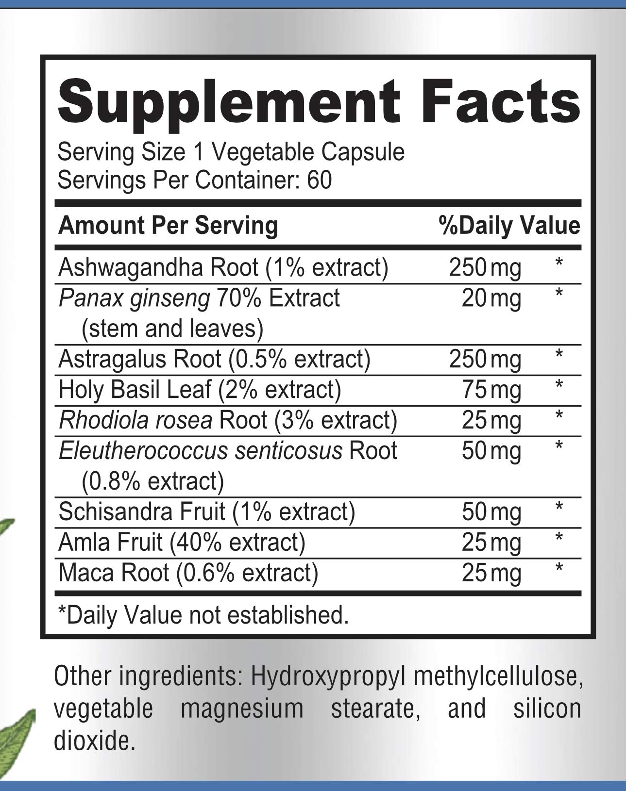 Adaptogen Stress Relief Immune Support Formula - Ashwagandha, Ginseng & 9 Herbs, 60 Capsules (Pack of 2)