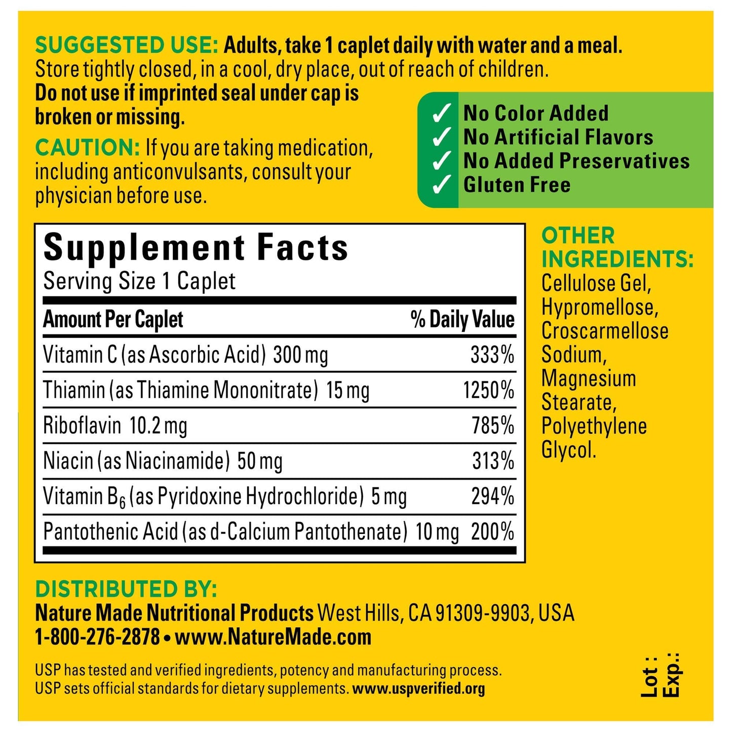 Nature Made B-Complex with Vitamin C Caplets - 100 Count (Pack of 3)