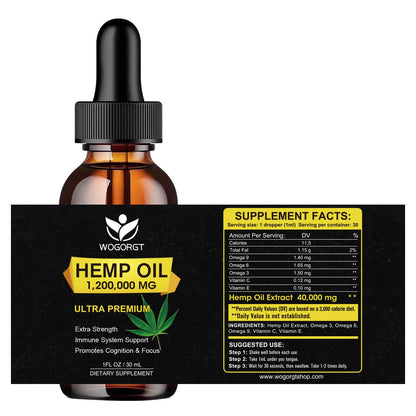 4 Pack Organic Hemp Oil 30mL - 100% Natural, Omega 3-6-9, Vegan