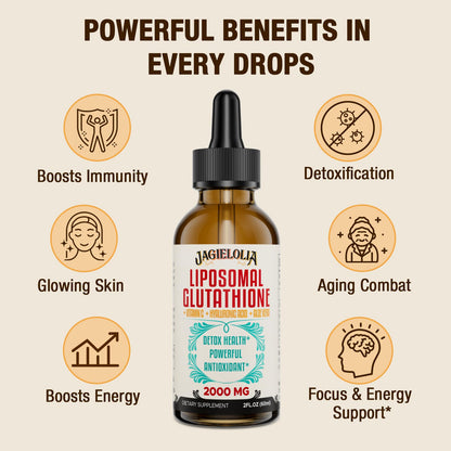 Jagielolia Liposomal Glutathione Liquid 2000mg – Antioxidant Drops for Energy