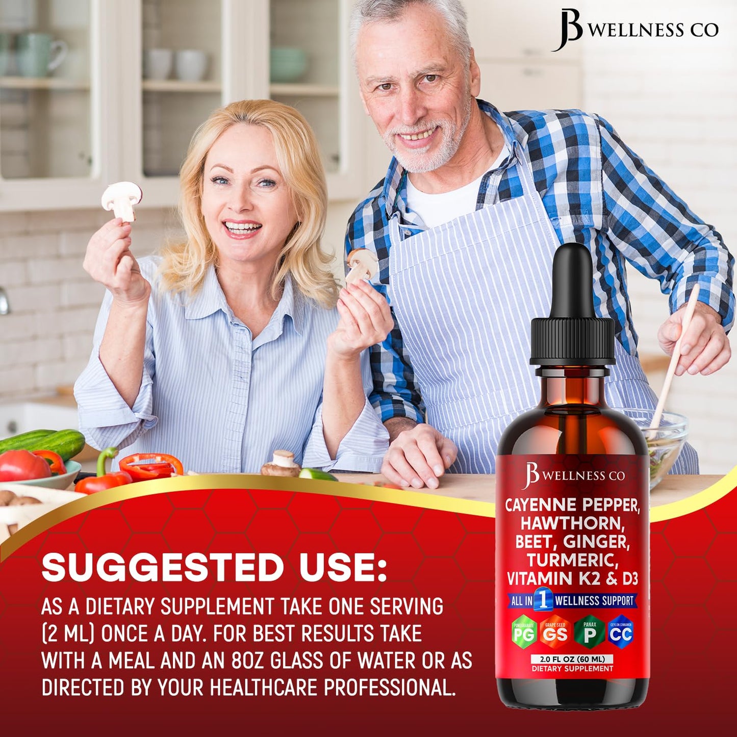 Cayenne Pepper Liquid Drops with Hawthorn Berry, D3 K2, Turmeric & Panax Ginseng — 4oz
