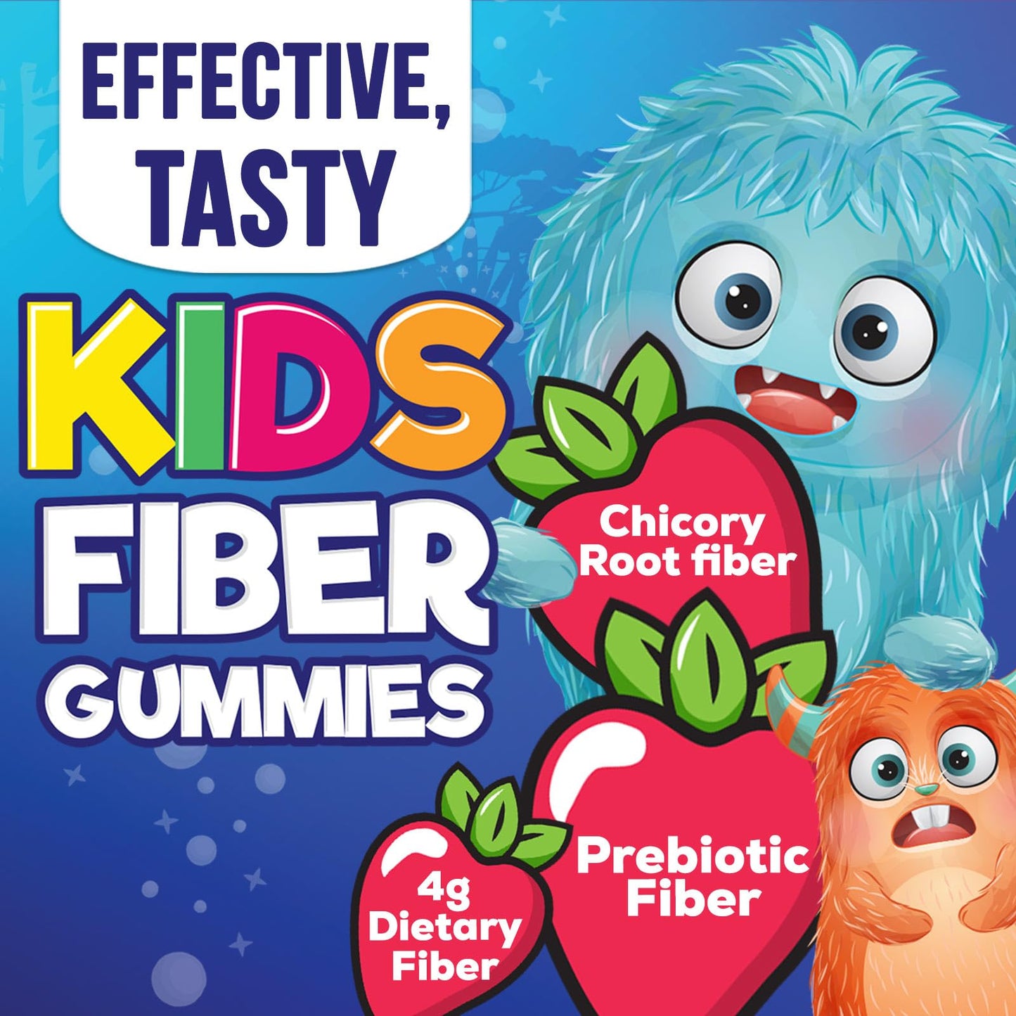 Fiber Gummies for Kids – 4g Daily Prebiotic Fiber Supplement | Plant-Based, Non-GMO, 120 Gummies