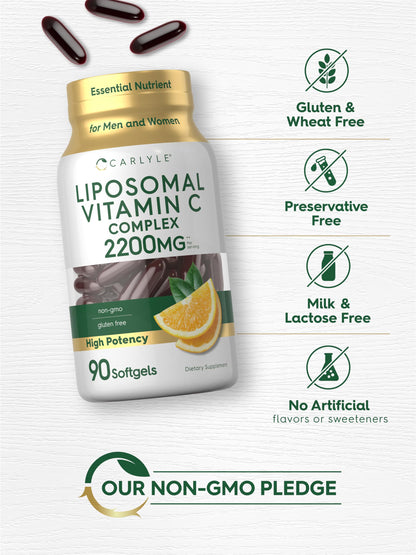 Carlyle Liposomal Vitamin C 2200mg – 90 Softgels | High Potency, Non-GMO, Gluten Free
