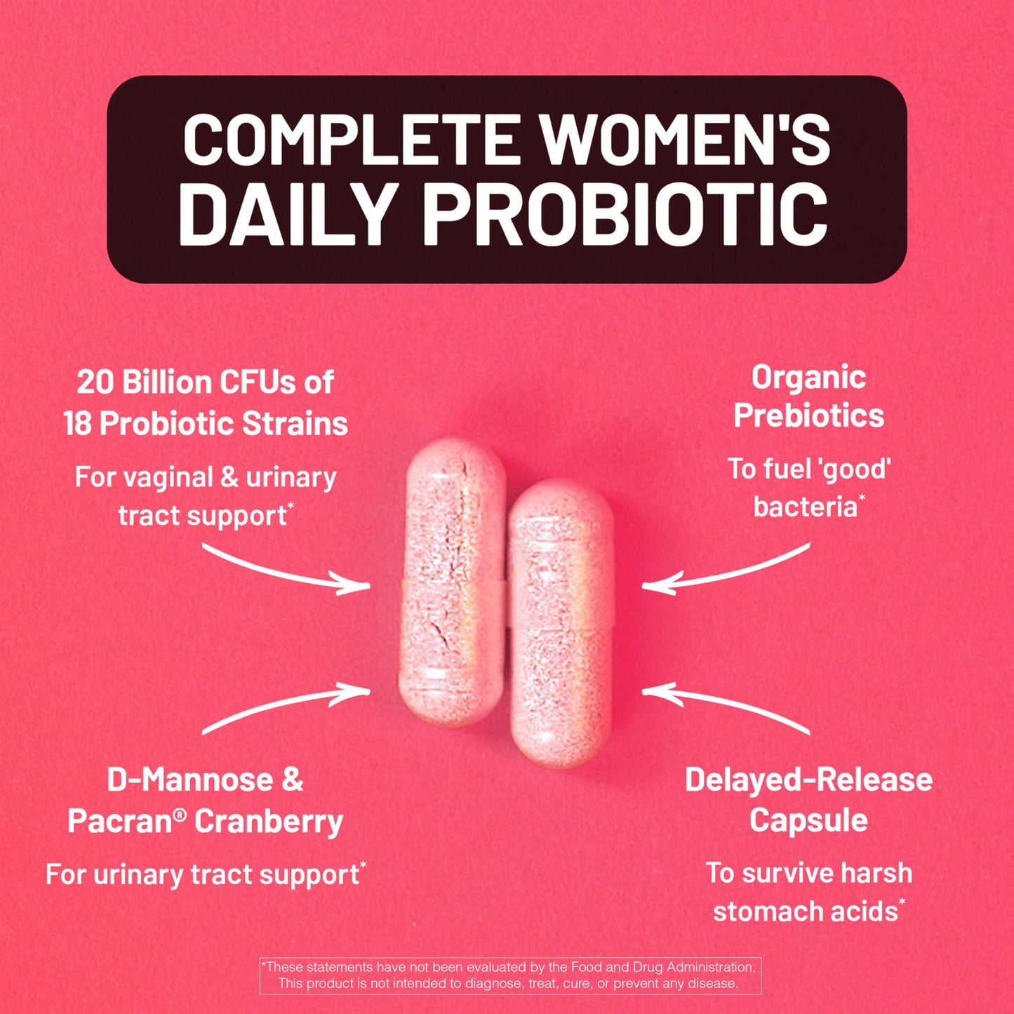 NatureWise Probiotics for Women + Organic Prebiotics, D-Mannose & Cranberry – Vaginal pH Balance, Digestive & Urinary Health | 18 Strains, 20 Billion CFU, 60 Capsules (60-Day Supply)
