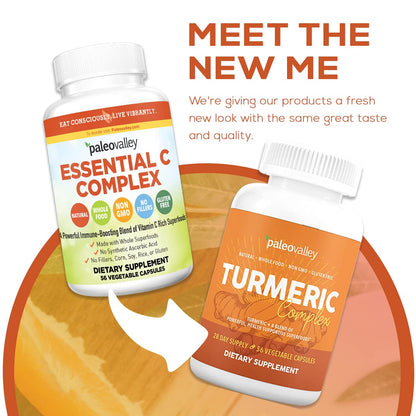 Paleovalley Organic Turmeric Complex – Full Spectrum Turmeric + Superfoods | 56 Vegetarian Capsules