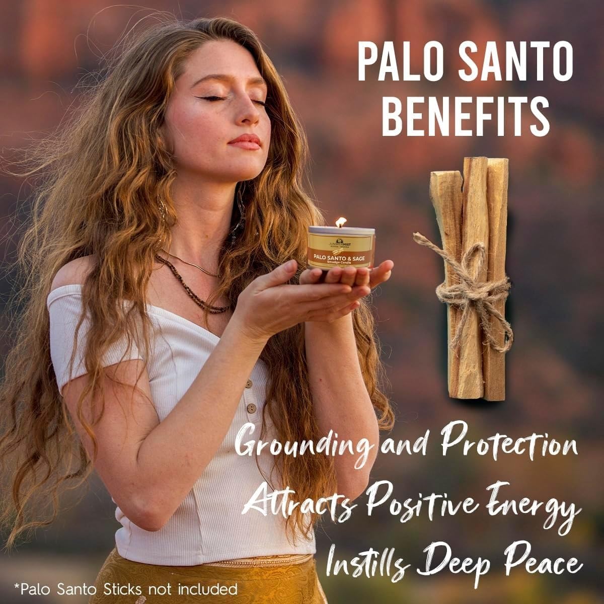 Palo Santo & Sage Smudge Candle (6oz) - Ground & Purify | Soy Wax, Made in USA