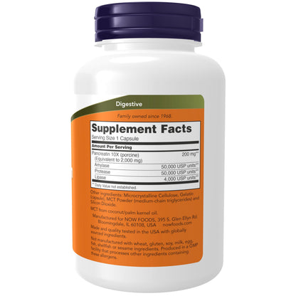 NOW Foods Pancreatin 2000 – Digestive Enzymes (Protease, Amylase, Lipase) – 250 Capsules