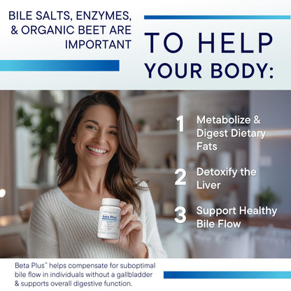 Biotics Beta-Plus Ox Bile Salts & Digestive Enzymes - 90 Tabs | Bile Production, No Gallbladder Support, Liver & Fat Digestion