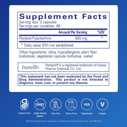 Pantethine | Hypoallergenic Lipid Metabolism & Cardio Support | 120 Capsules | Pure Encapsulations