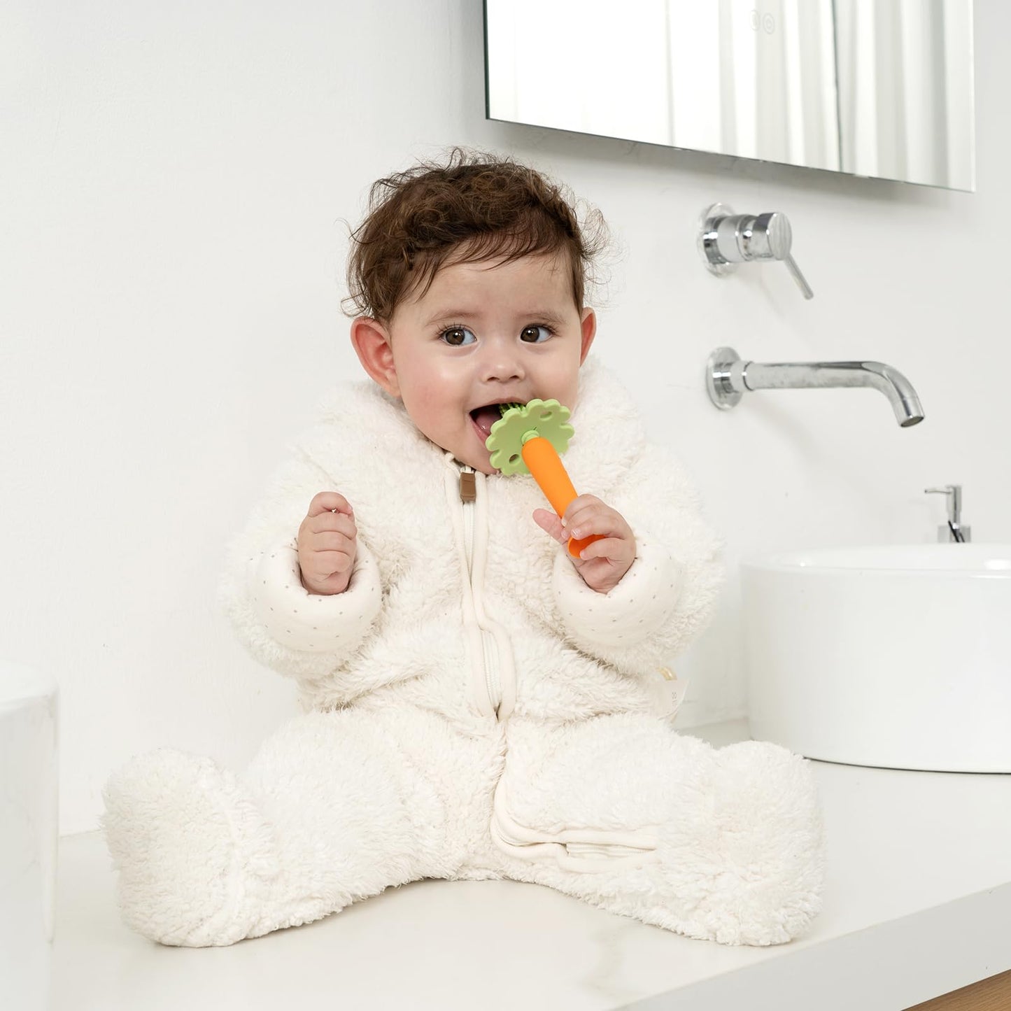 Papablic Baby Toothbrush Teether - 360° Carrot Teether for 6-12 Months
