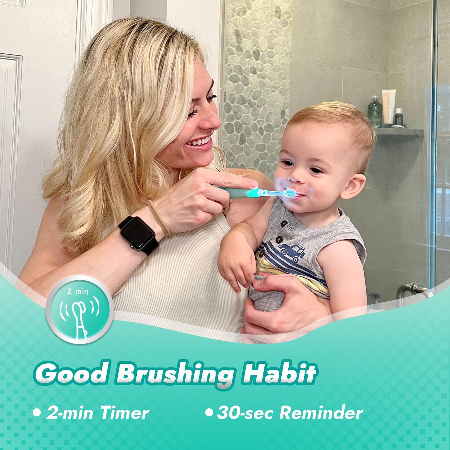 Papablic Jo Toddler Sonic Toothbrush (Ages 1-3) – Dino Cover & LED Timer