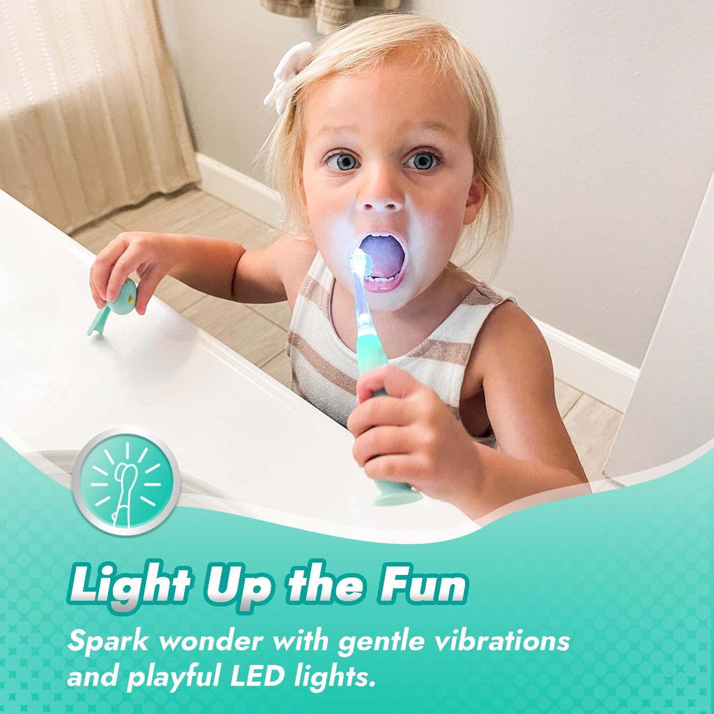 Papablic Jo Toddler Sonic Toothbrush (Ages 1-3) – Dino Cover & LED Timer