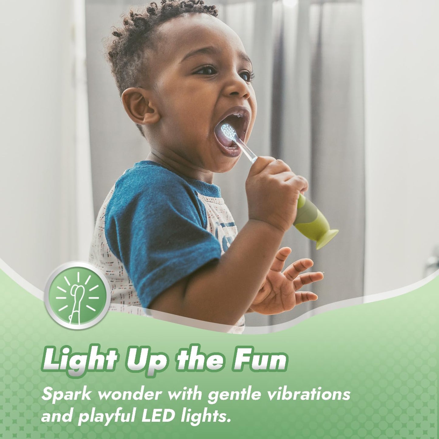 Papablic Toddler Sonic Electric Toothbrush Max for Ages 1-3 | Dino Cover, LED Timer, 2 Brush Heads