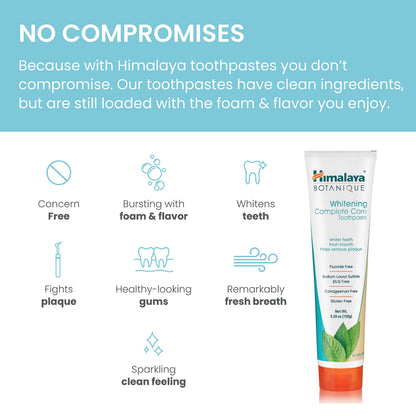 Himalaya Botanique Whitening Complete Care Toothpaste - Fluoride Free, Mint, 2 Pack