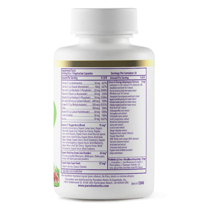 Paradise Herbs Earth's Blend B-Complex | Methylated B Vitamins + Superfoods (60 Caps, Pack of 2)