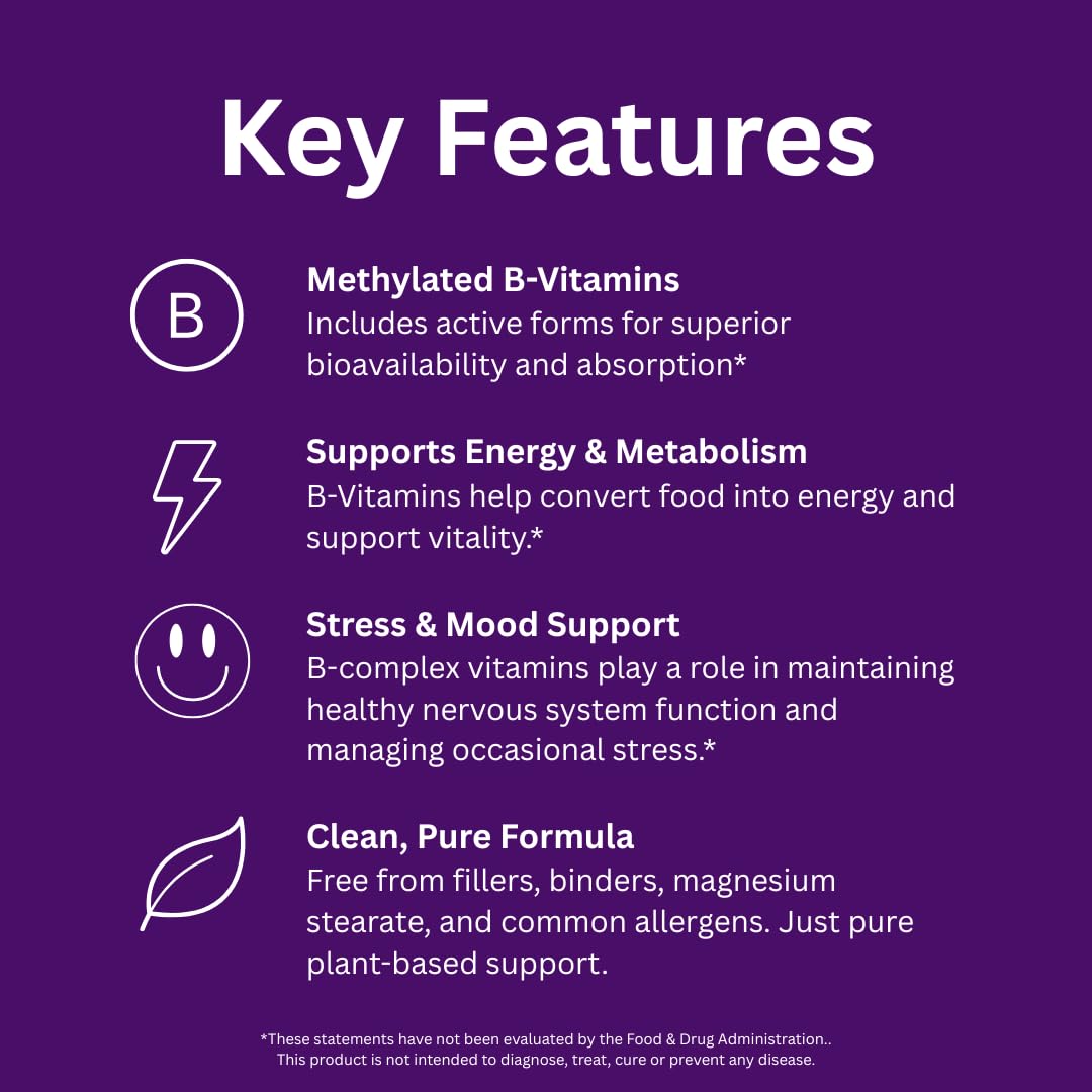 Paradise Herbs Earth's Blend B-Complex | Methylated B Vitamins + Superfoods (60 Caps, Pack of 2)