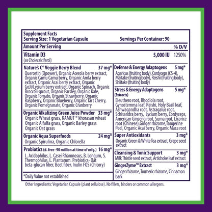 Paradise Herbs Earth's Blend D3 with Probiotics & Greens – 90 Veg Caps (2-Pack)