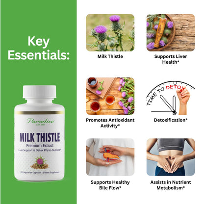 Paradise Herbs Milk Thistle – Active Whole Spectrum Extract, 120 Veg Capsules (Pack of 2)