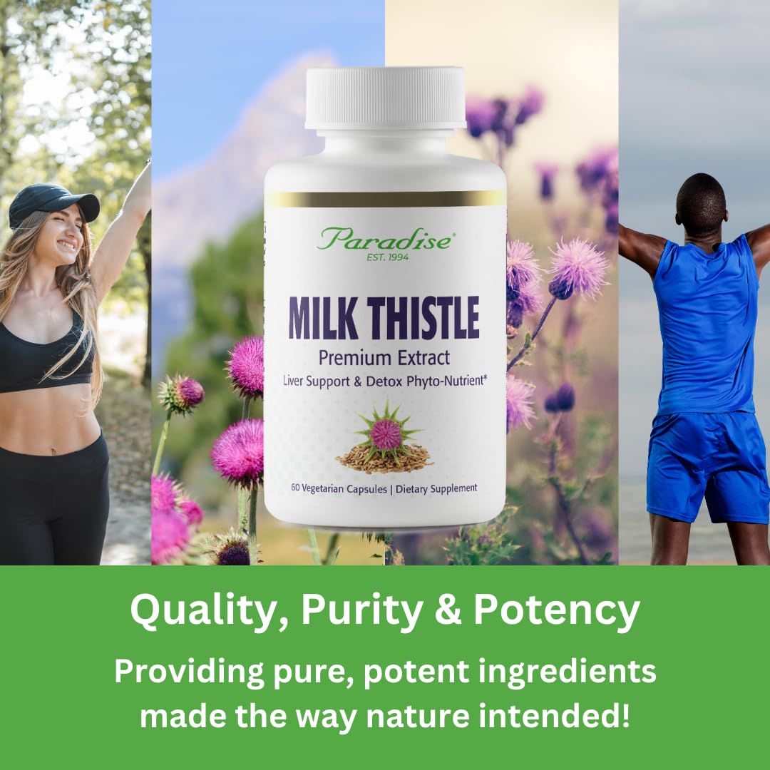 Paradise Herbs Milk Thistle – Active Whole Spectrum Extract, 120 Veg Capsules (Pack of 2)