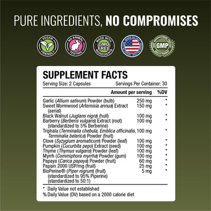 Approved Science Parastrin - 120 Capsules | Cleanse & Gut Health | Vegan