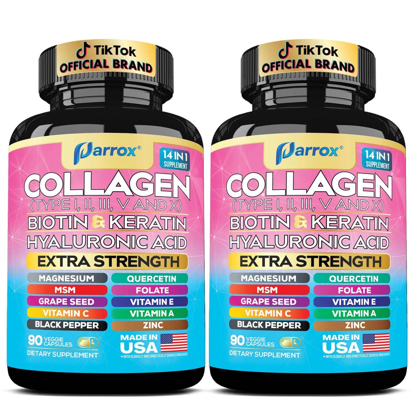 Parrox Collagen 2-Pack – 14-in-1 Beauty Capsule with Biotin, Keratin & Hyaluronic Acid
