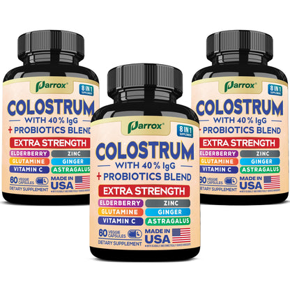Parrox Colostrum Capsule – Grass-Fed 40% IgG, 8-in-1 Probiotic Wellness (180 Caps)