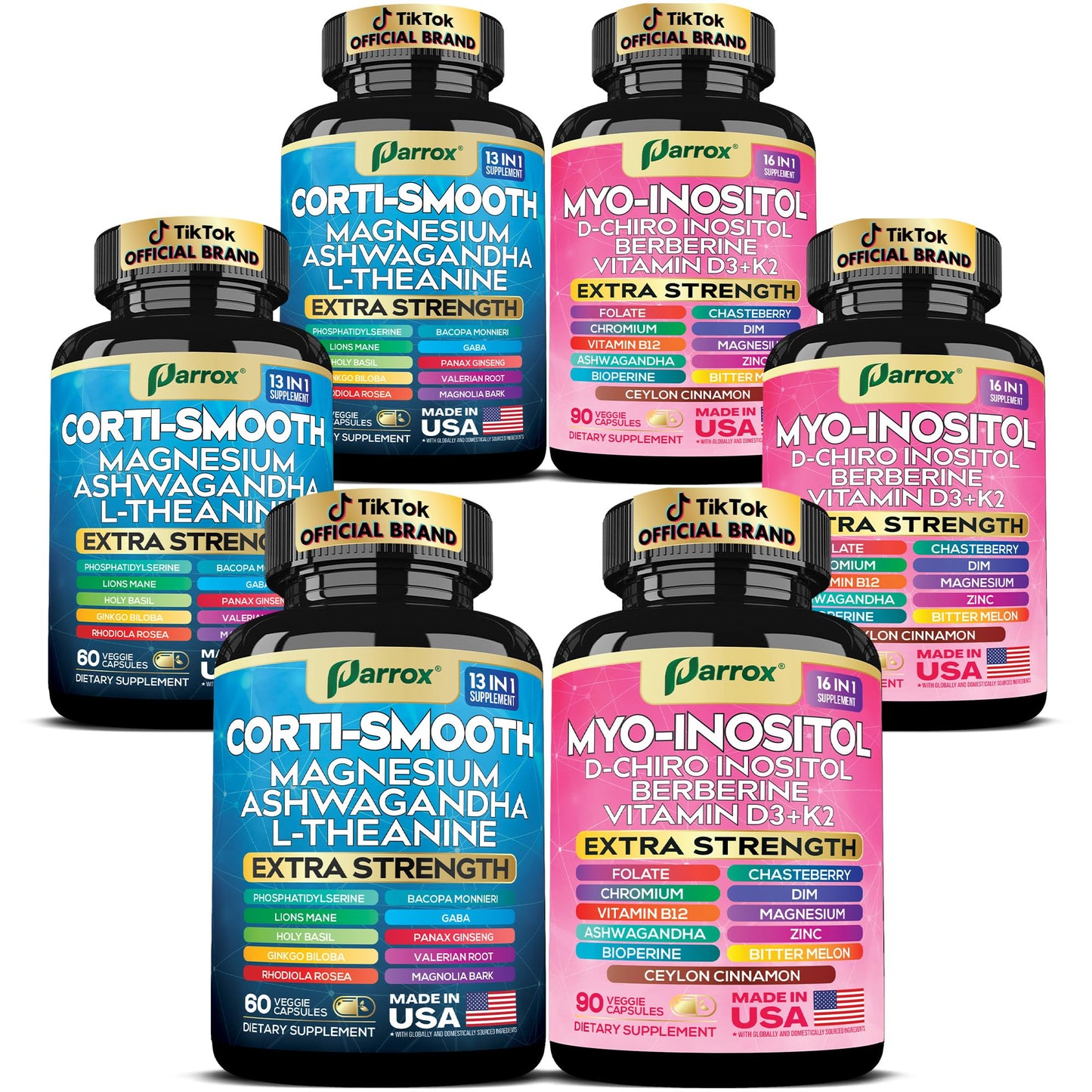 Parrox Soothe & Smooth Bundle – Cortisol Balance & 16-in-1 Myo-Inositol Complex