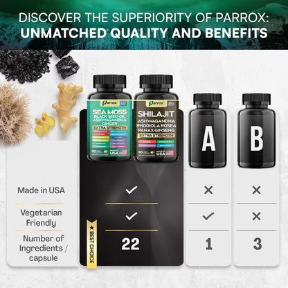 Parrox Dynamic Vitality Bundle (3 Pack) – Shilajit & Sea Moss, 8-in-1 & 16-in-1 Formulas